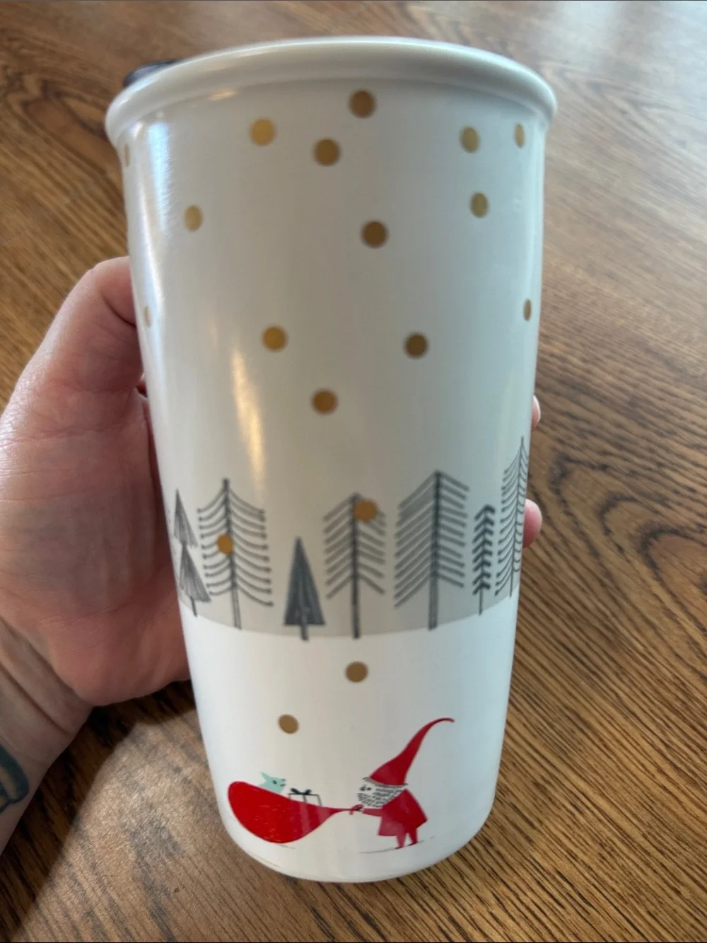Starbucks 2018 Holiday Gnome Ceramic Travel Tumbler Mug – Like New